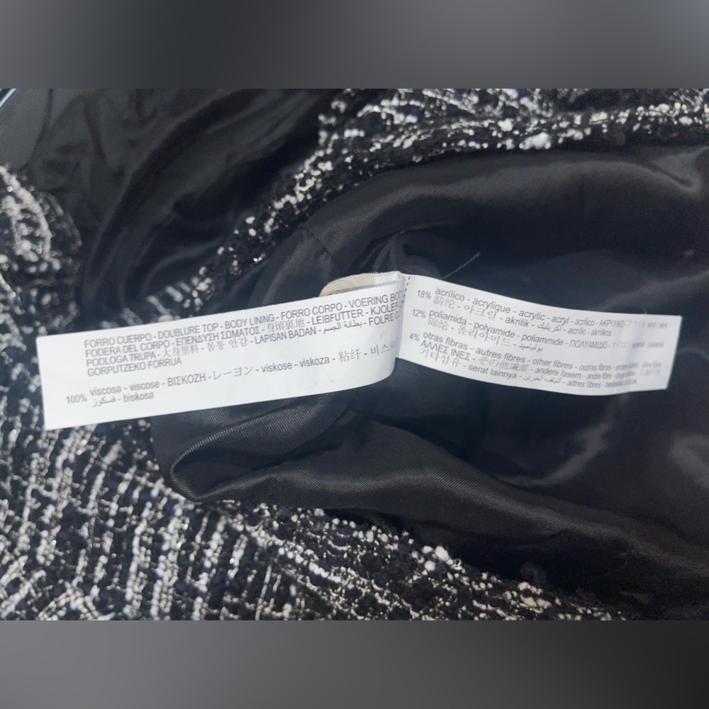 Bloggers Favorite Zara Women's DoubleBreast Tweed Textured Black & White Blazer - Picture 8 of 16
